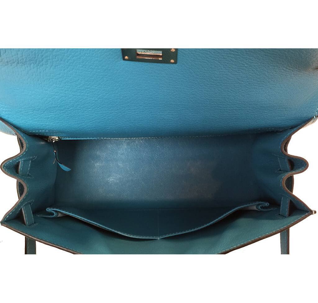 Hermès Kelly Sellier 28 Turquoise Bag PHW