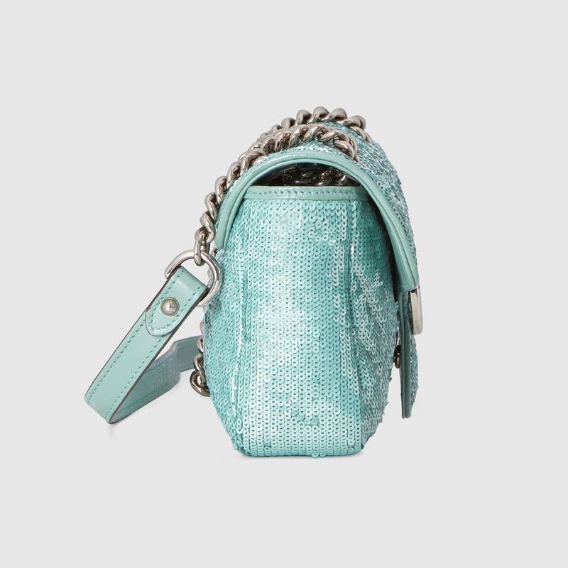 GG Marmont mini sequin shoulder bag Pastel green Leather