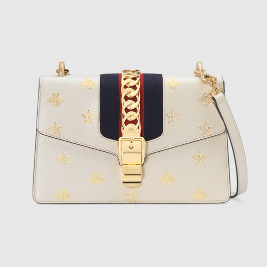 Sylvie Bee Star small shoulder bag White Leather