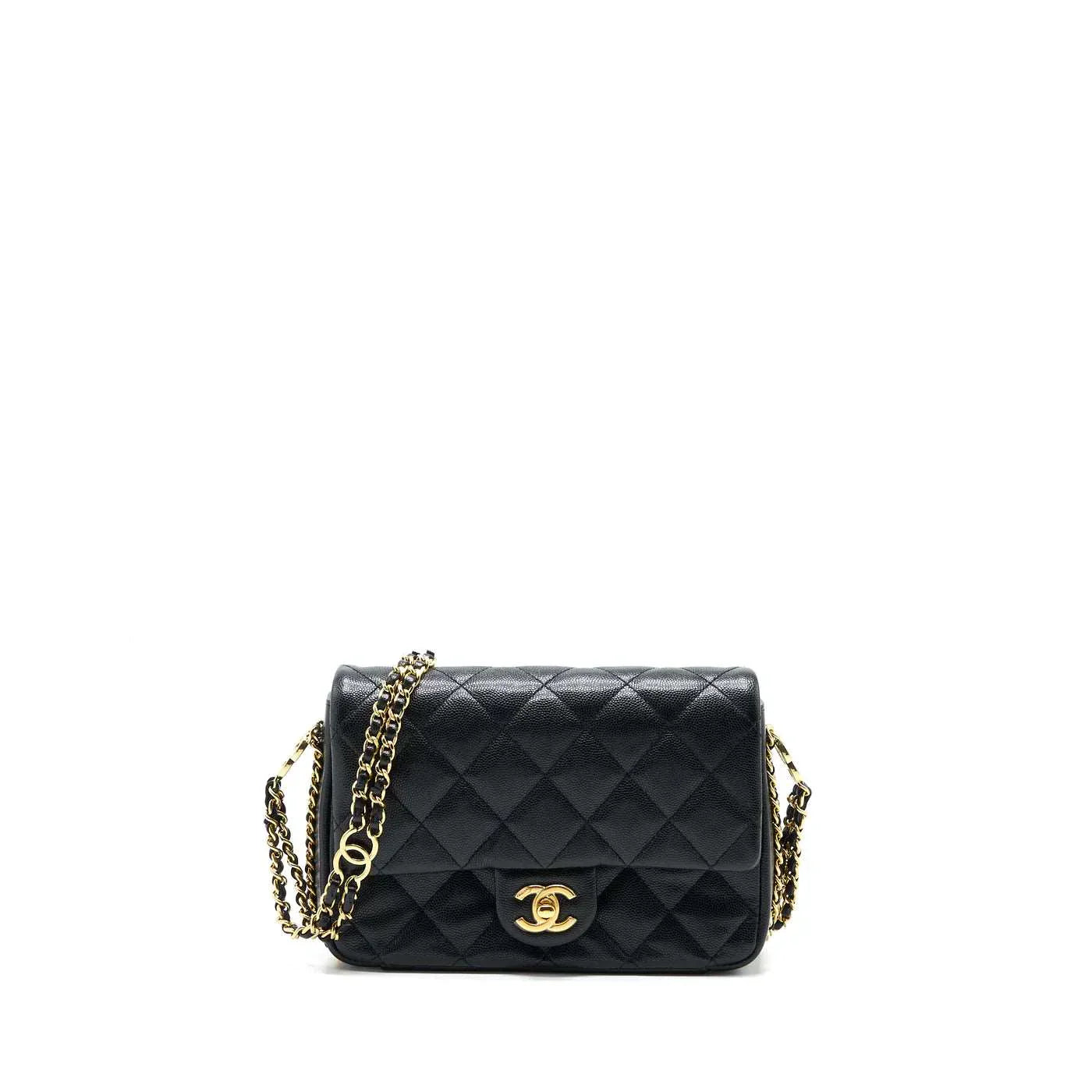 Chanel 23C Mini Flap Bag Chain Grained Calfskin Black