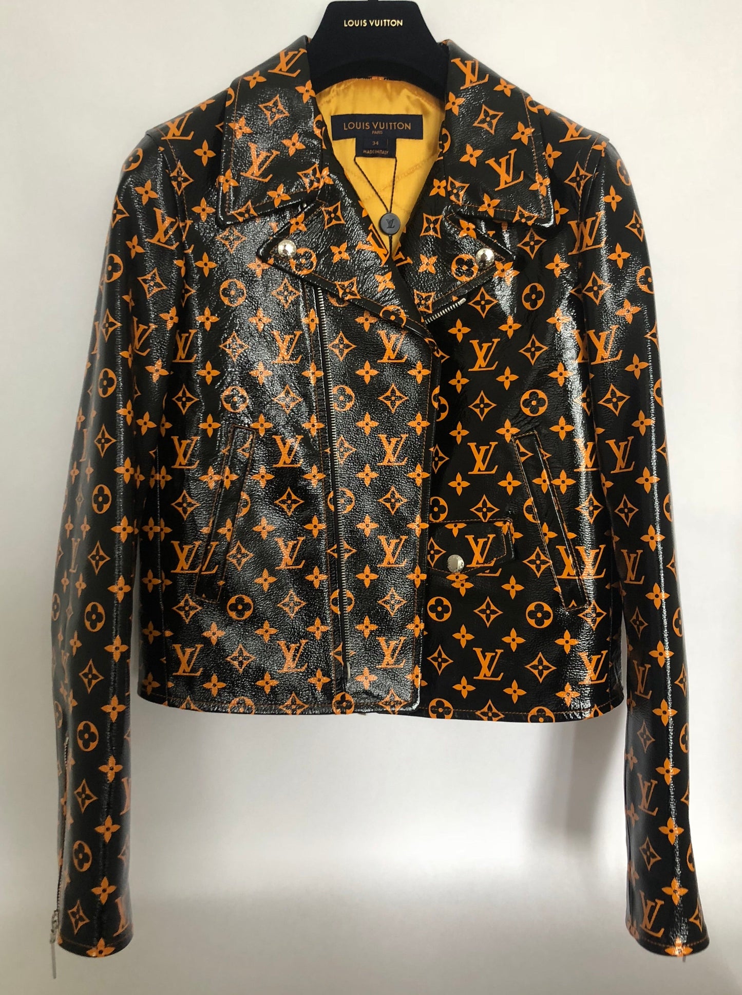 Louis Vuitton Monogram Printed Leather Biker Jacket 1A4Z18