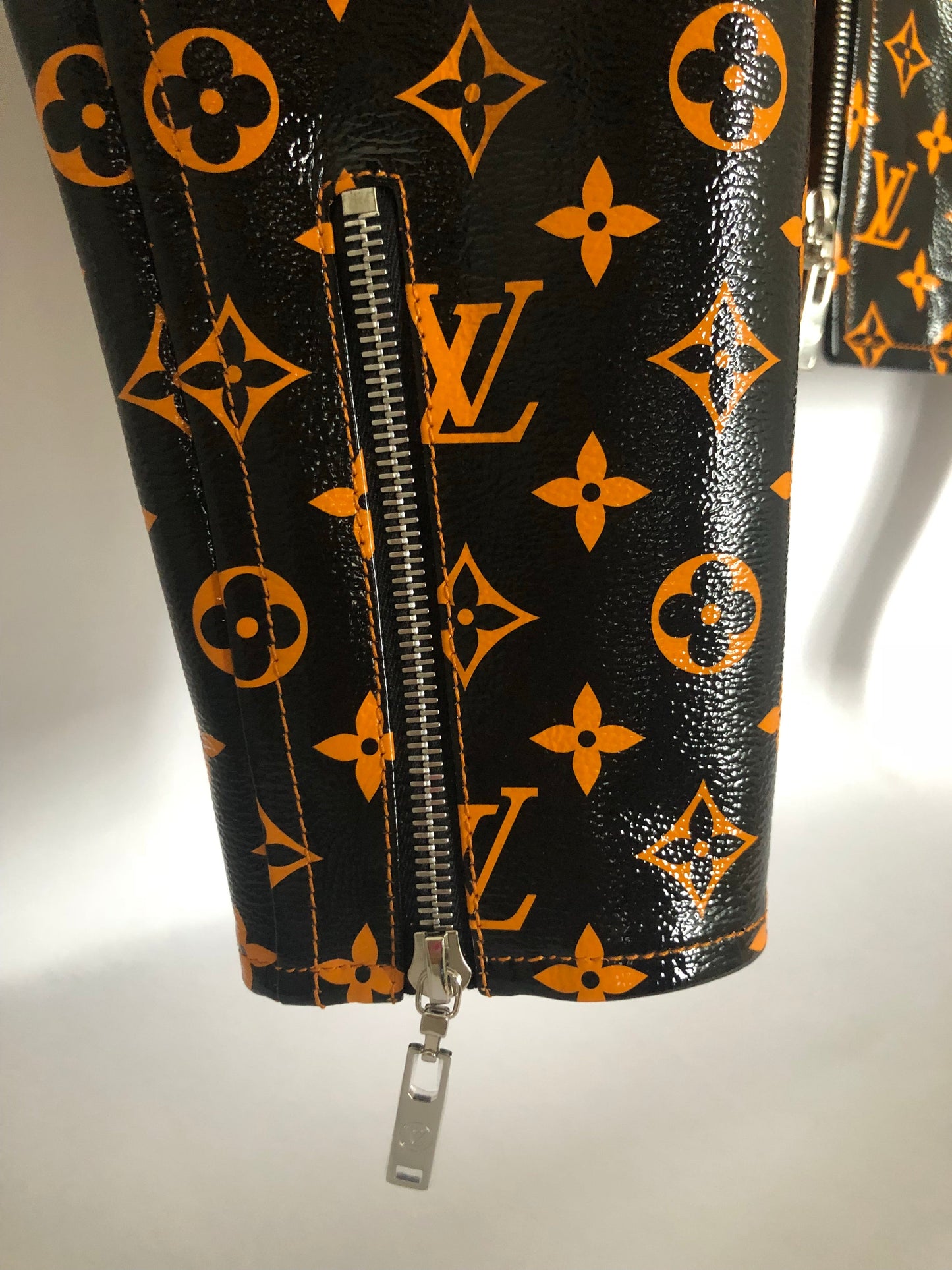 Louis Vuitton Monogram Printed Leather Biker Jacket 1A4Z18