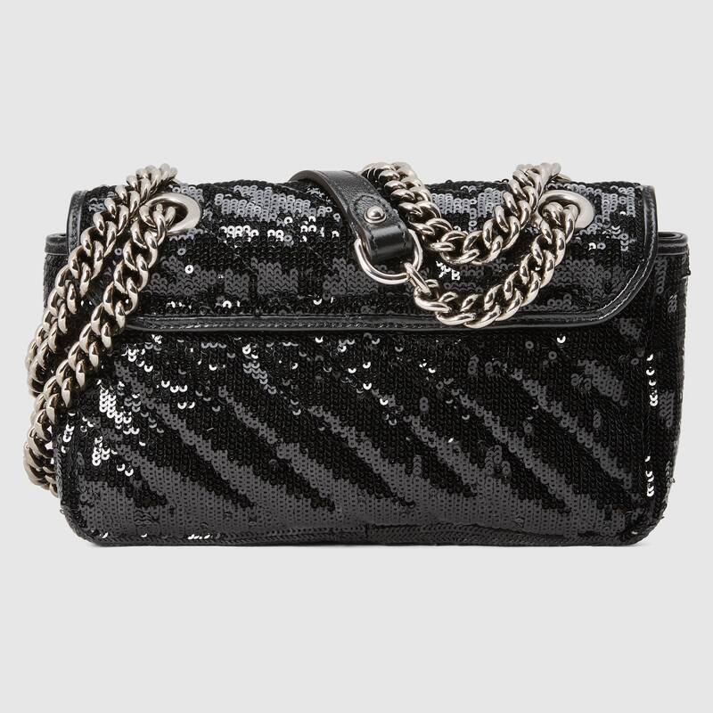 GG Marmont mini sequin shoulder bag Black Leather