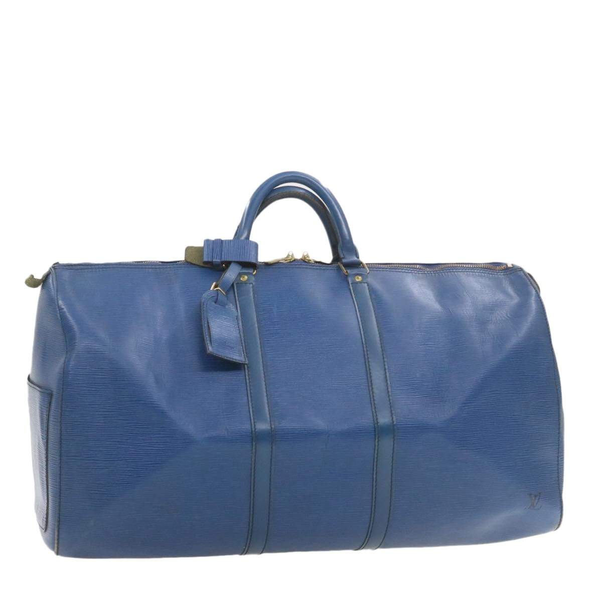 LOUIS VUITTON Epi Keepall 55 Boston Bag Blue VI1920 - Cap N Wrap