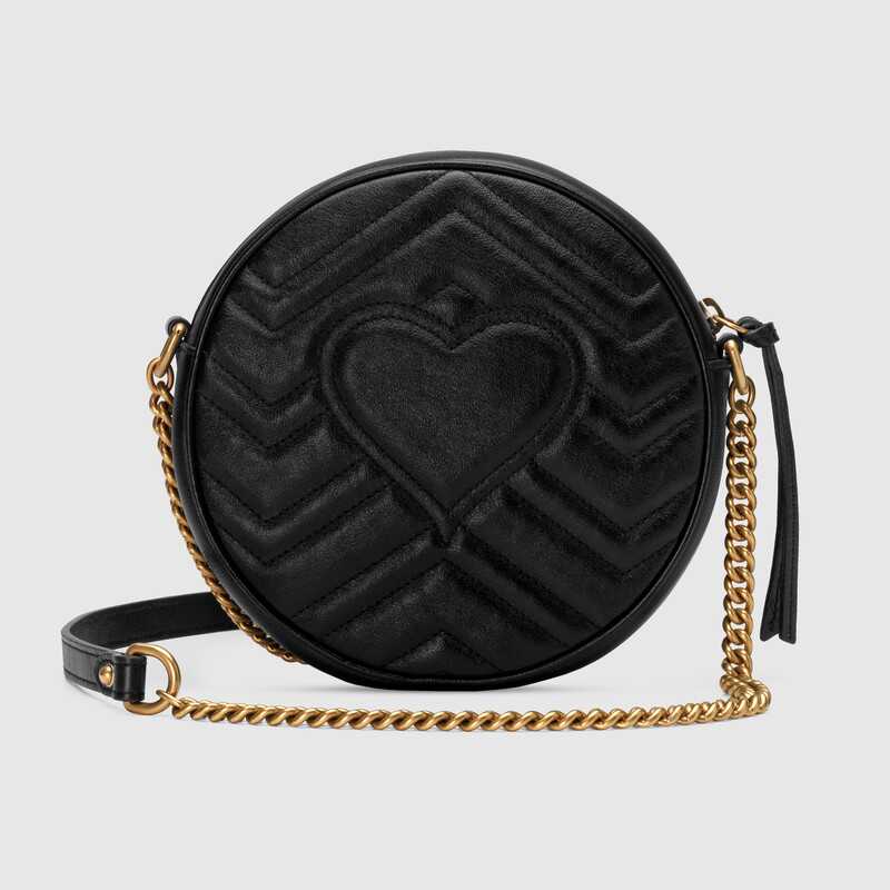 GG Marmont mini round shoulder bag Black leather