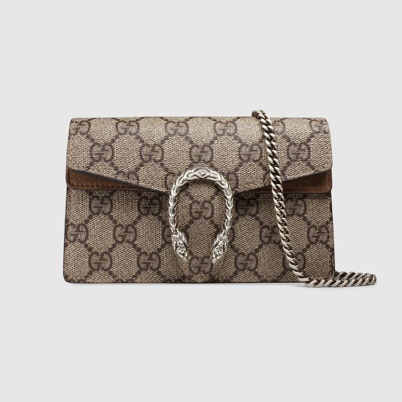 Dionysus GG Supreme super mini bag taupe suede