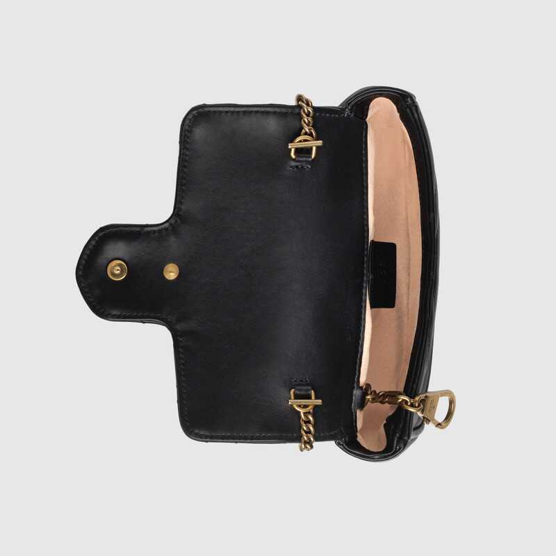 GG Marmont matelassé leather super mini bag Black leather