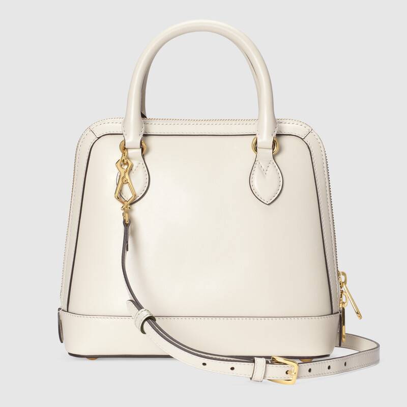 Gucci Horsebit 1955 Small Top Handle Bag White Leather