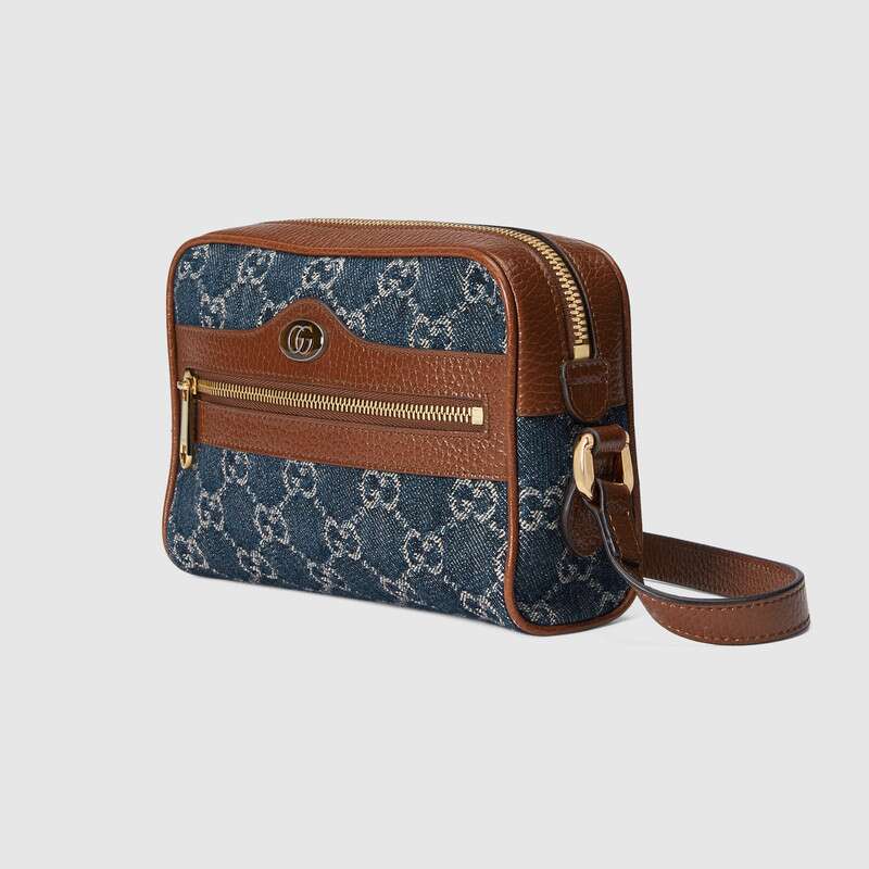 Ophidia GG mini bag Dark blue and ivory