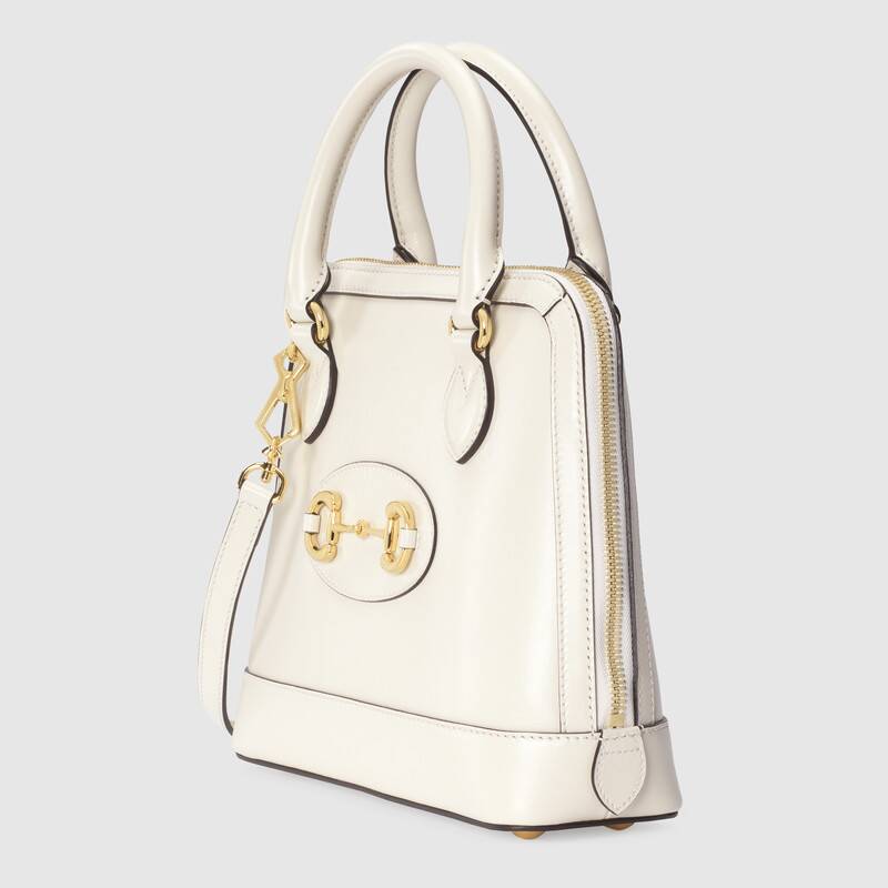 Gucci Horsebit 1955 Small Top Handle Bag White Leather