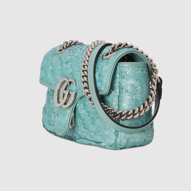 GG Marmont mini sequin shoulder bag Pastel green Leather