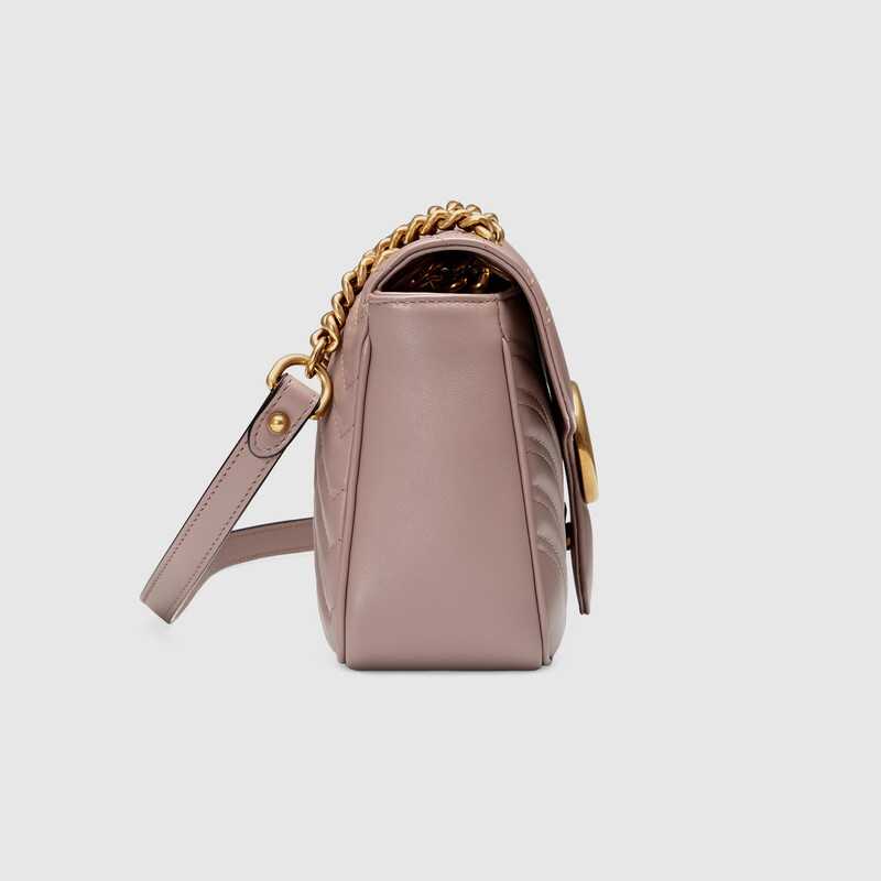 GG Marmont matelassé shoulder bag Dusty pink chevron leather