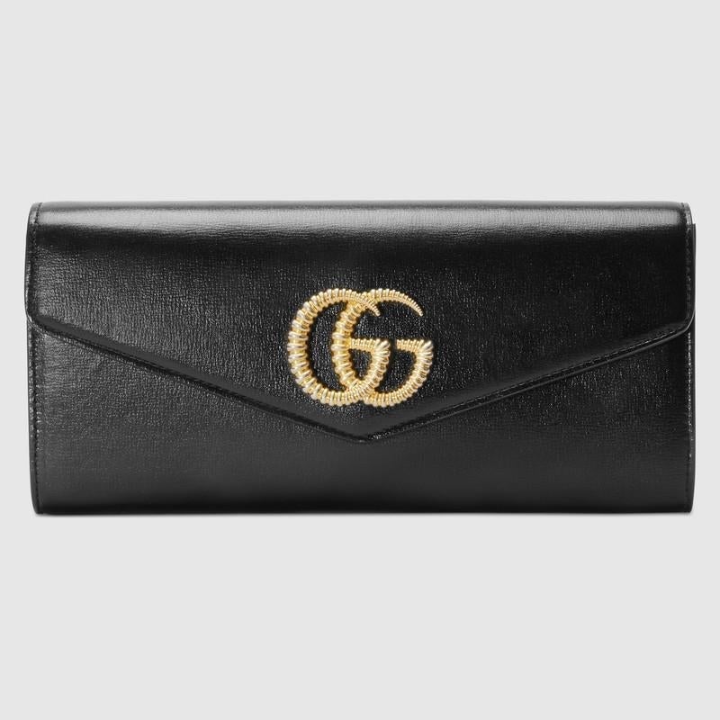 Broadway leather clutch with Double G Black leather