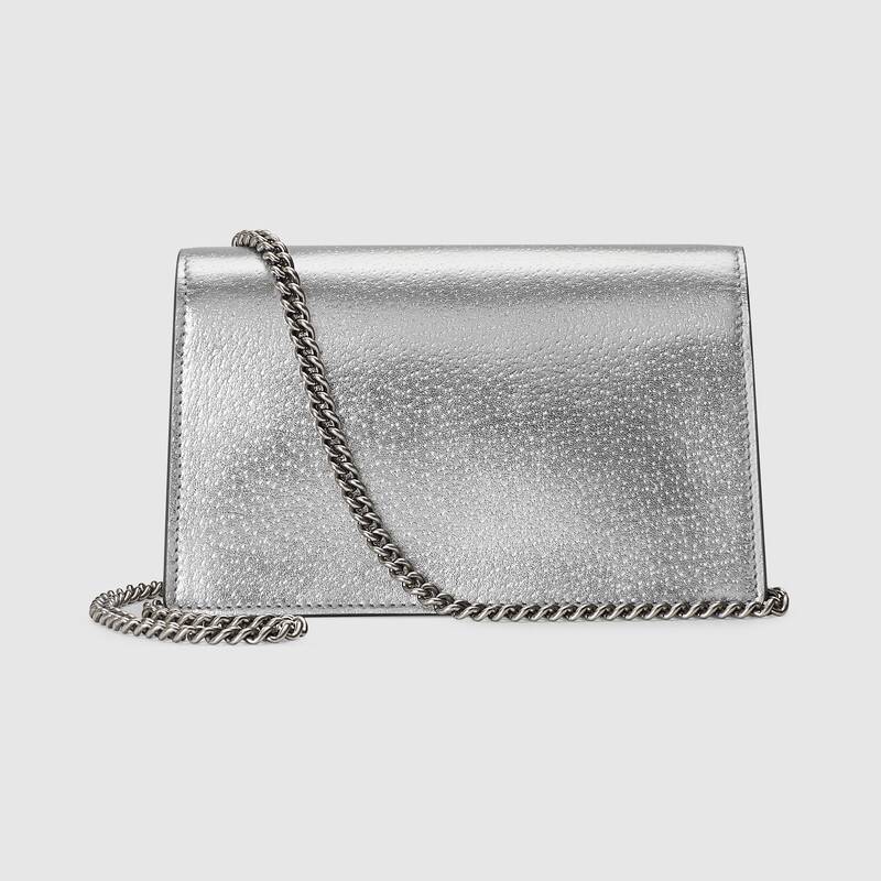 Dionysus super mini bag Silver lamé leather