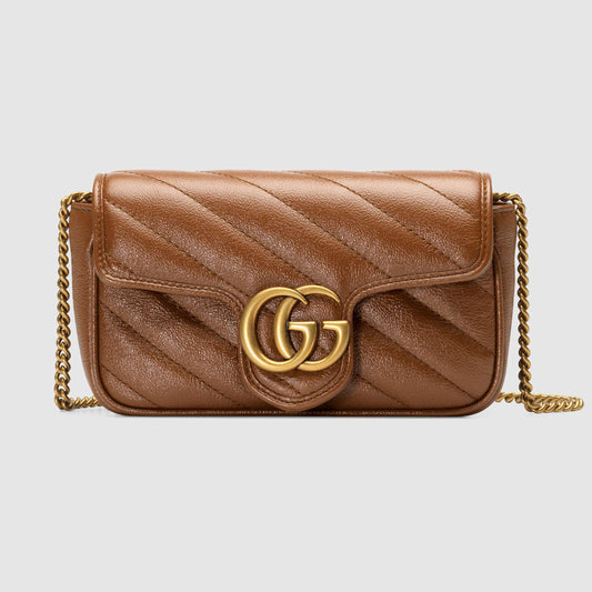 GG Marmont matelassé super mini bag Brown leather