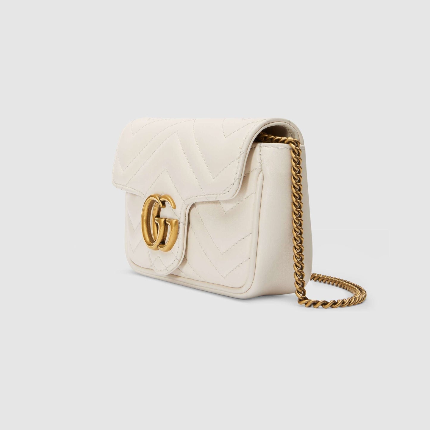 GG Marmont matelassé leather super mini bag White chevron Leather