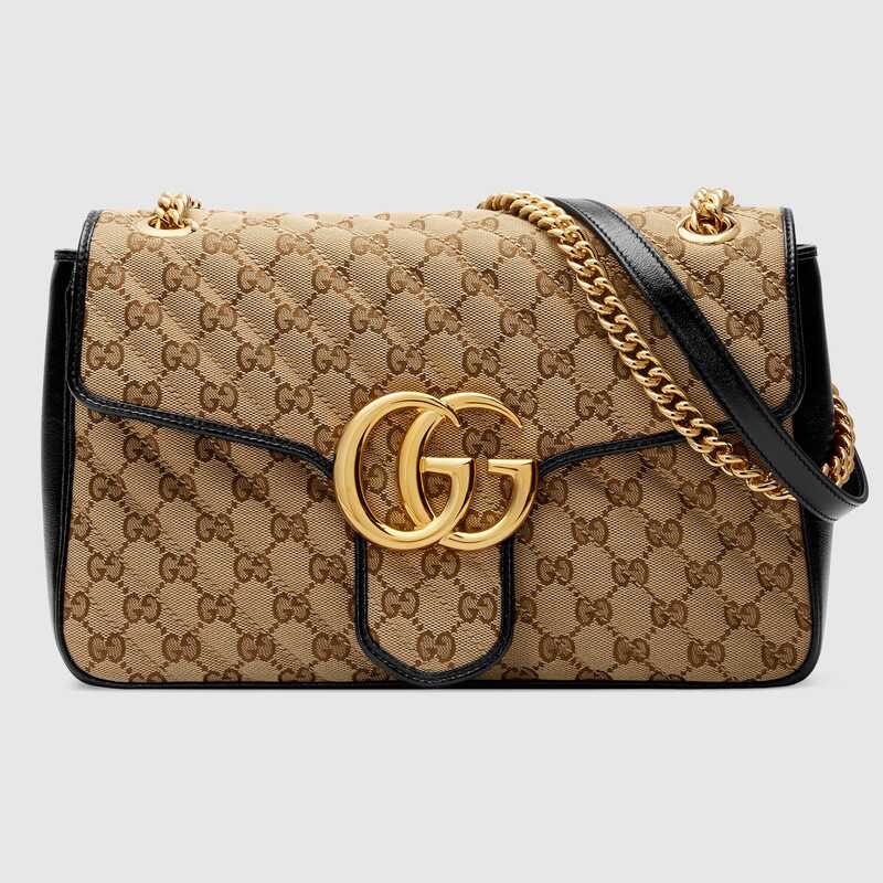 GG Marmont medium shoulder bag Black leather