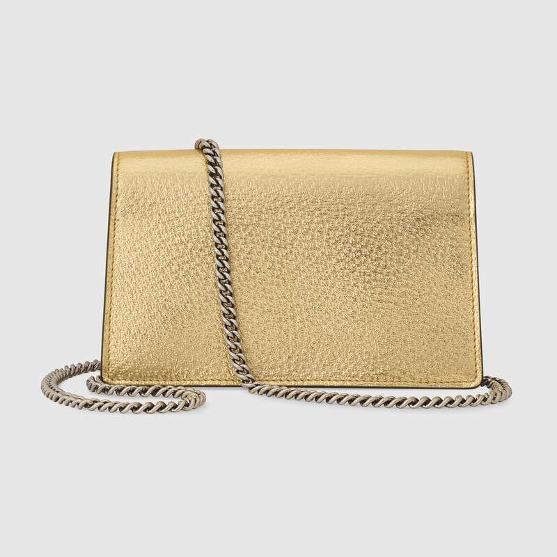 Dionysus super mini bag Gold lamé leather