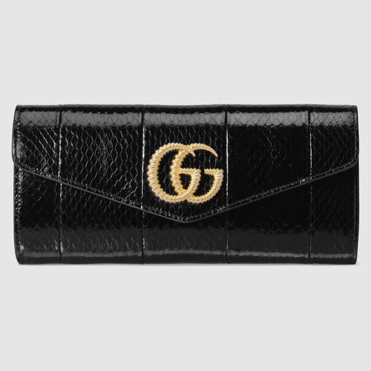 Broadway snakeskin clutch with Double G Black snakeskin